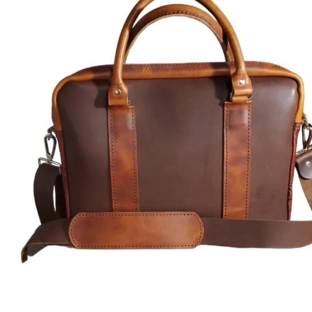 Handcrafted Genuine Leather Unisex Western Messenger Laptop Briefcase Bag